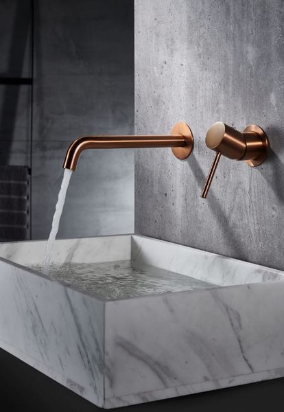 IMEX MONZA BRUSHED ROSE GOLD Змішувач для умивальника зі стіни, PVD матове рожеве золото
