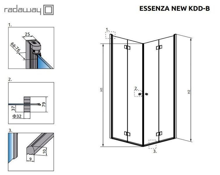 RADAWAY Душова кабіна Essenza KDD-B 100Lx80Rx200 385072-01-01L+385070-01-01R