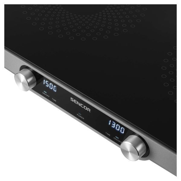 Sencor Електроплитка SmoothCook SCP2803BK, 2 конфорки, склокераміка, 2200Вт+1300Вт, чорний