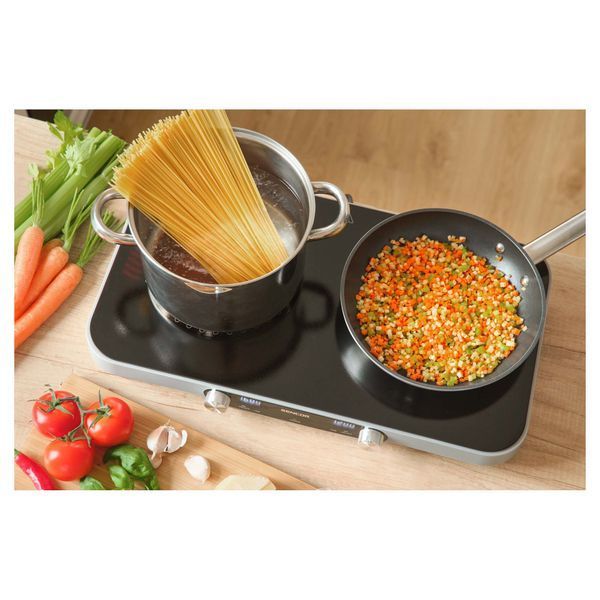 Sencor Електроплитка SmoothCook SCP2803BK, 2 конфорки, склокераміка, 2200Вт+1300Вт, чорний