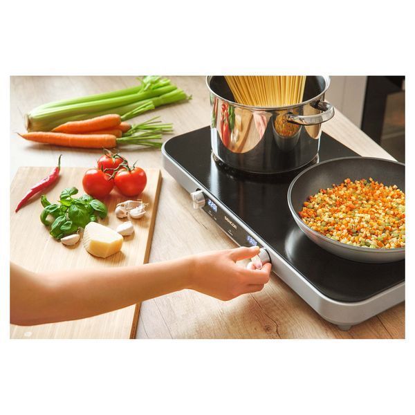 Sencor Електроплитка SmoothCook SCP2803BK, 2 конфорки, склокераміка, 2200Вт+1300Вт, чорний