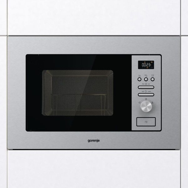 Піч Gorenje мікрохвильова, вбудовувана, 20л, 800Вт, гриль, дисплей, нерж