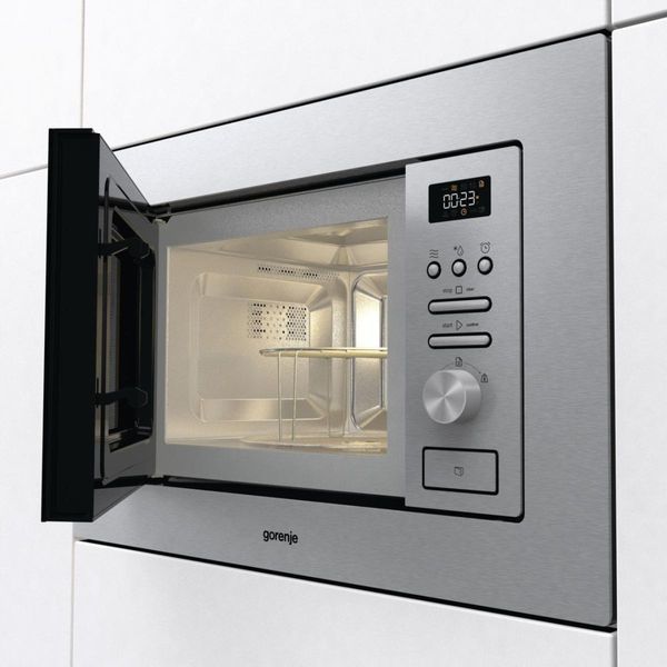 Піч Gorenje мікрохвильова, вбудовувана, 20л, 800Вт, гриль, дисплей, нерж