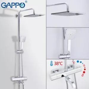Душевая система с термостатом GAPPO G2499-40, излив - переключатель на лейку, 3-функции, нержавеющая сталь