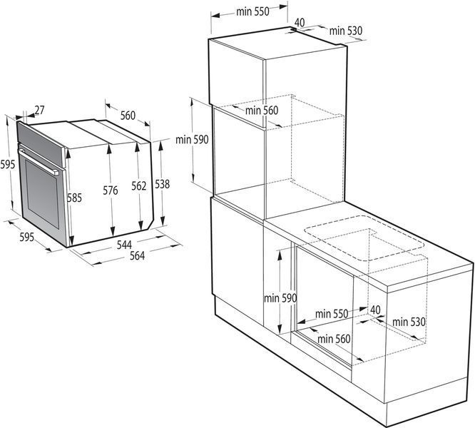 Комплект Gorenje (духовка електрична BO6735E05B + поверхня газова на склі GTW641EB), 743549, чорн
