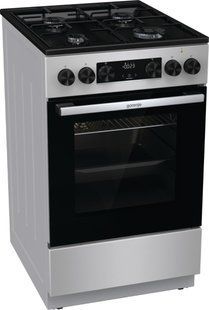 Плита Gorenje комбінована, 62л, 50x60см, дисплей, IconLed, емальовані, титан