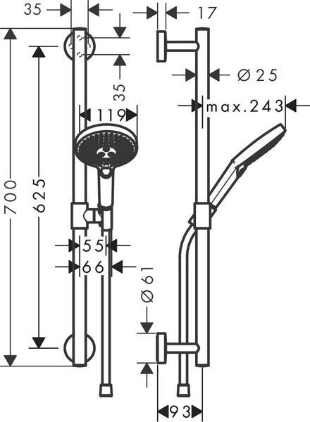 Hansgrohe Душовий набірRaindance Select S 120 3jet, 65см (26320000)