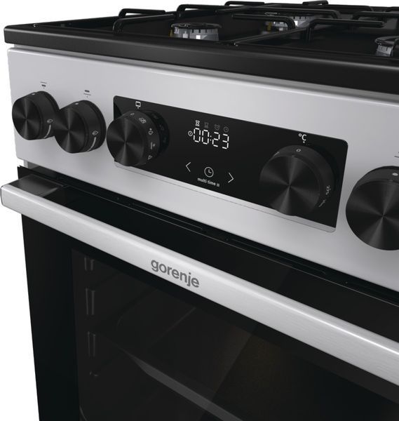 Плита Gorenje комбінована, 62л, 50x60см, дисплей, IconLed, емальовані, титан