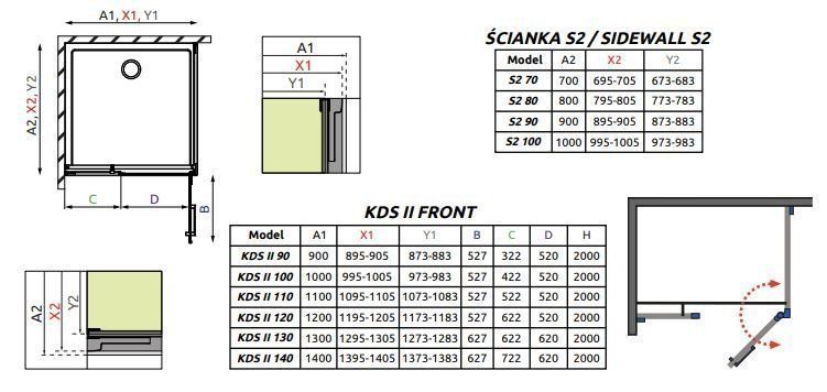RADAWAY Душова кабіна Arta KDS II 130Lх100 386522-03-01L+1386106-03-01+386112-03-01