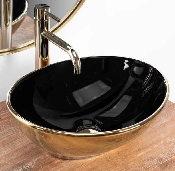 Умивальник (раковина) REA SOFIA GOLD BLACK накладний *