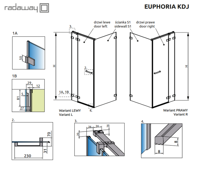RADAWAY Душова кабіна Euphoria KDJ 90х110 383612-01R+383241-01R+383053-01