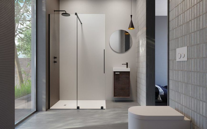 RADAWAY Душевая перегородка Furo Black Walk-in 100 см. левая 10106538-54-01L+10110494-01-01