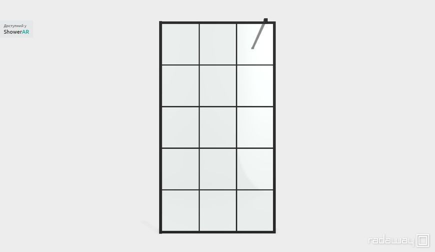 RADAWAY Душевая перегородка Nes Black Walk-in II Frame 90 см. стекло прозрачное 10013090-54-56