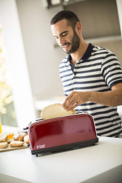 Тостер Russell Hobbs Classic 1100Вт, довгі слоти, метал, червоний