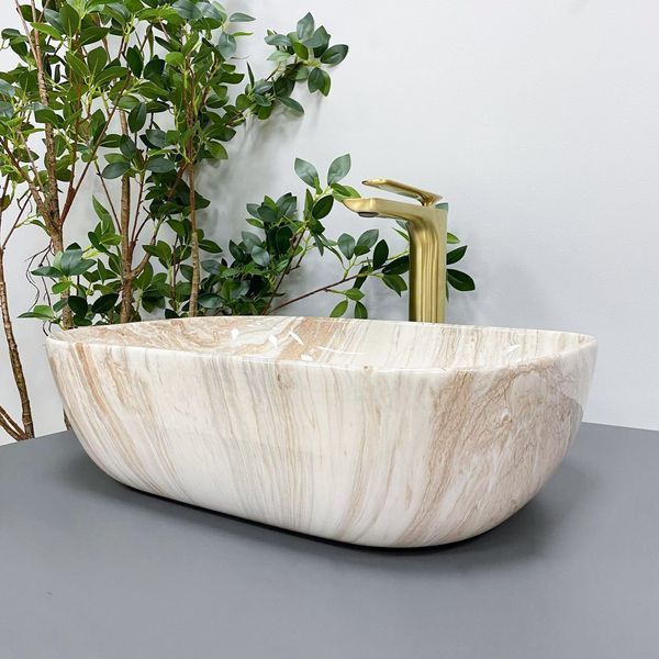 Умивальник (раковина) VBI RAVENNA TRAVERTINE GLOSSY накладний