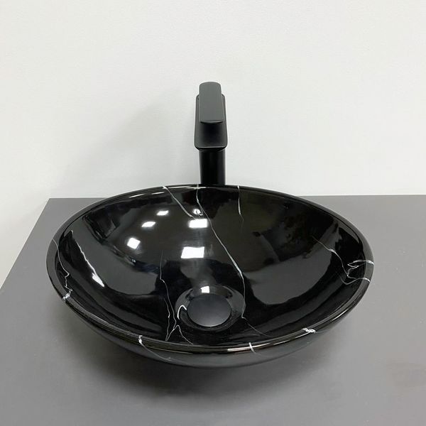 Умивальник (раковина) VBI PARMA BLACK MARMO GLOSSY накладний