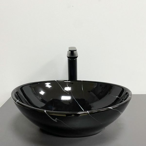 Умивальник (раковина) VBI PARMA BLACK MARMO GLOSSY накладний